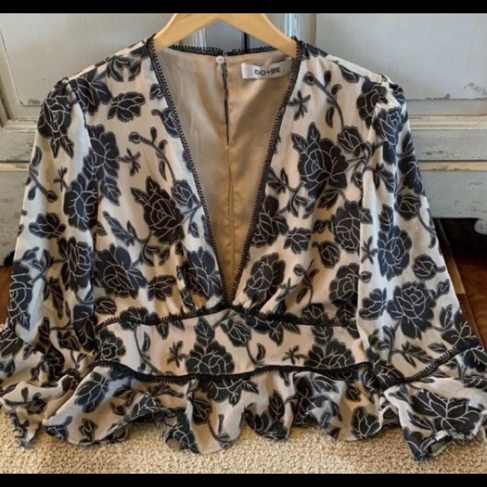 Boho Floral Peplum Blouse, NWOT